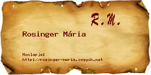 Rosinger Mária névjegykártya